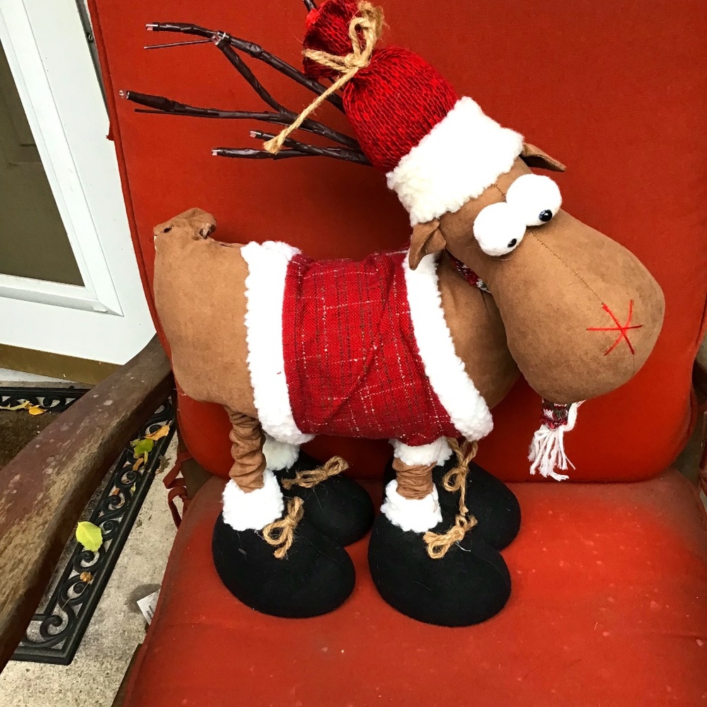 21 - NWOT- Plush Reindeer Indoor Holiday Decoration - Excellent Condition
